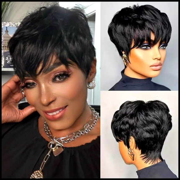 Short Pixie Cut Wig Human Hair Glueless Wear and Go Layered Brazilian Virgin